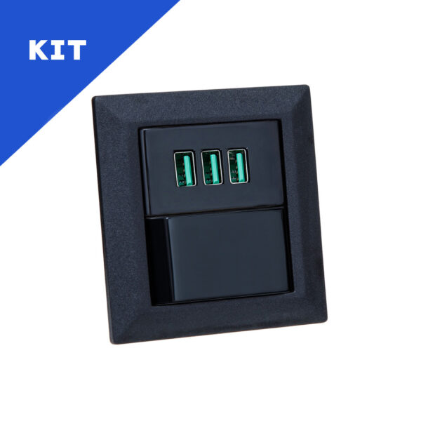Kit Espelhos de Tomadas Duplo Chanf 3 Usb 5.2A 1 Interrup